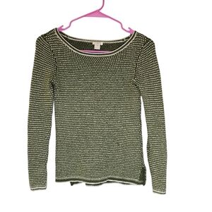 J. Crew Olive and Cream Knit Sweater